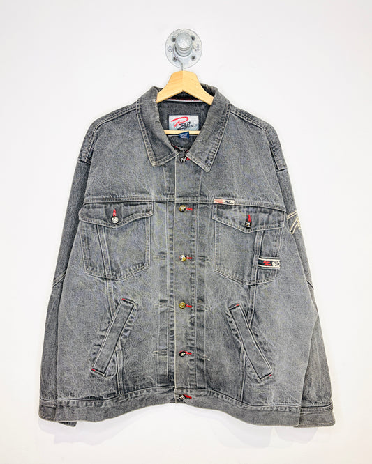 Vintage 90s/00s Raw Blue Faded Grey Raw Denim Jacket