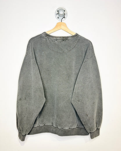 Vintage 90s Horse Embroidery Charcoal Grey Crewneck Sweatshirt