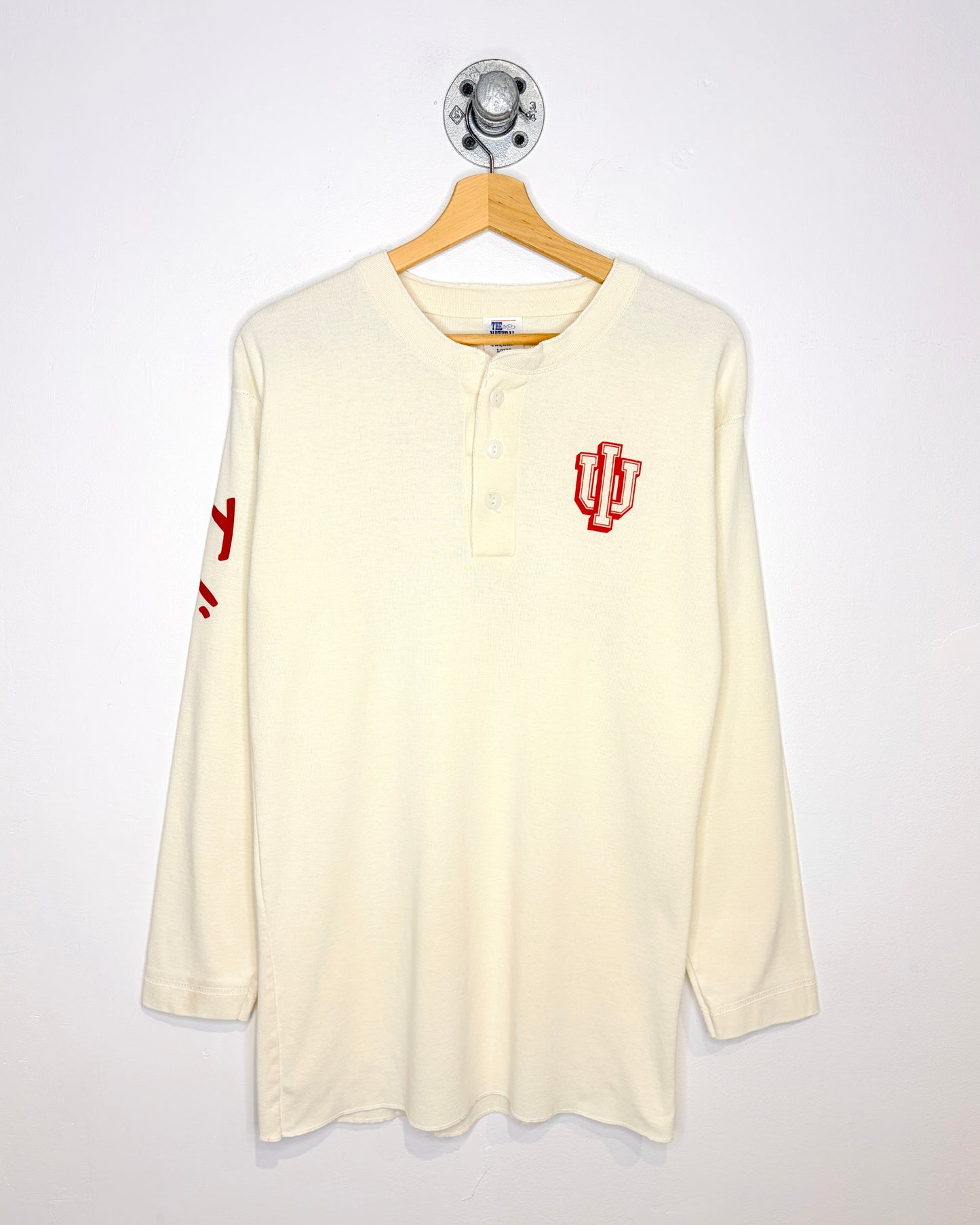 Vintage 80s Indiana University Off White Henley Longsleeve Shirt