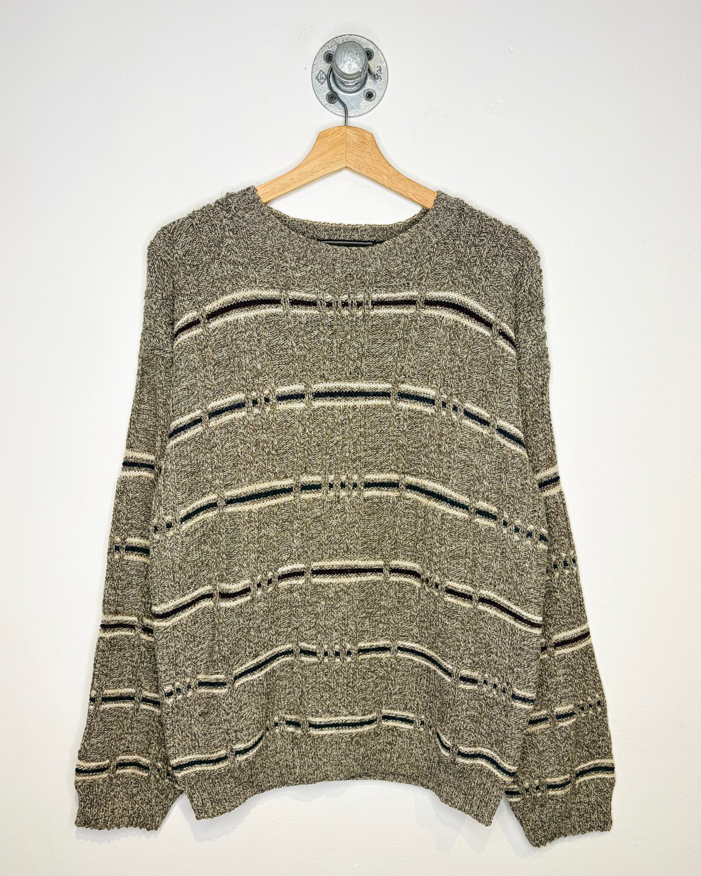 Vintage 90s David Taylor Striped Grey Sweater