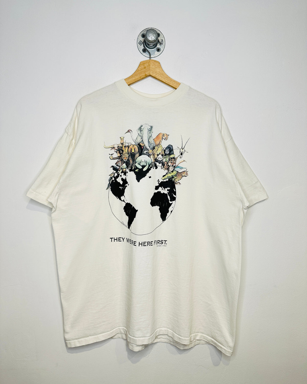 Vintage 1992 They Were Here First White Tee Shirt