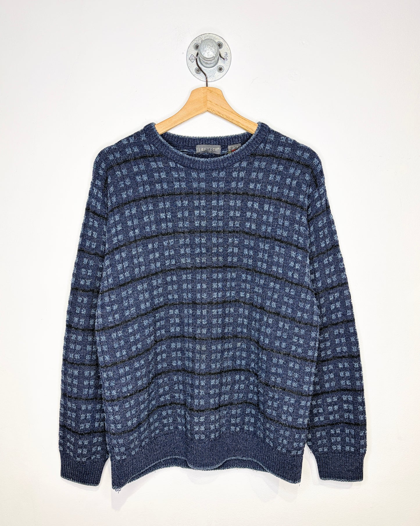 Vintage 90s Jantzen Navy Blue Textured Sweater