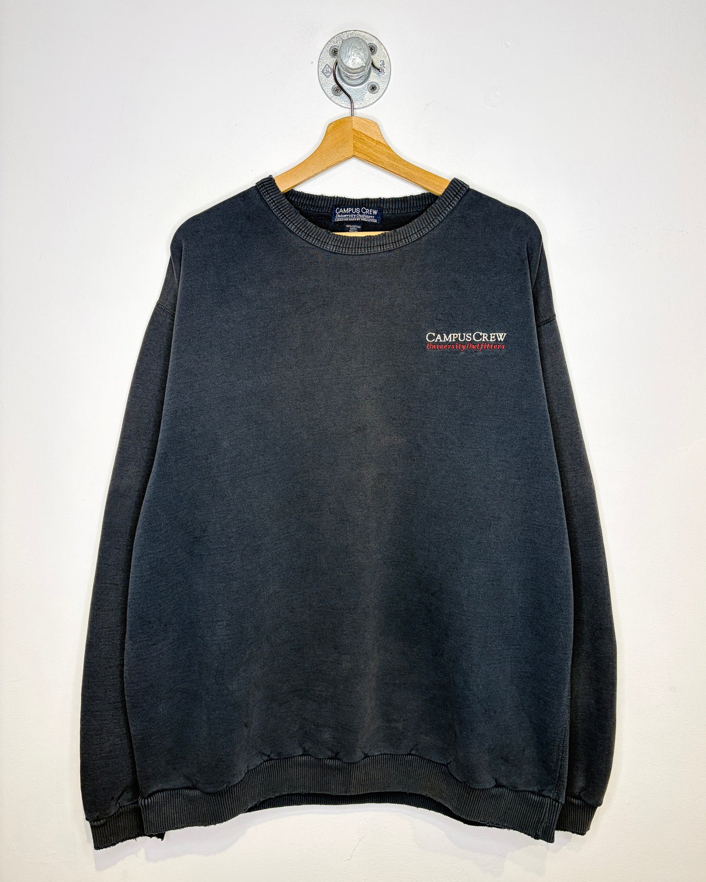 Vintage 90s Campus Crew Outfitters Faded Black Crewneck Sweatshirt