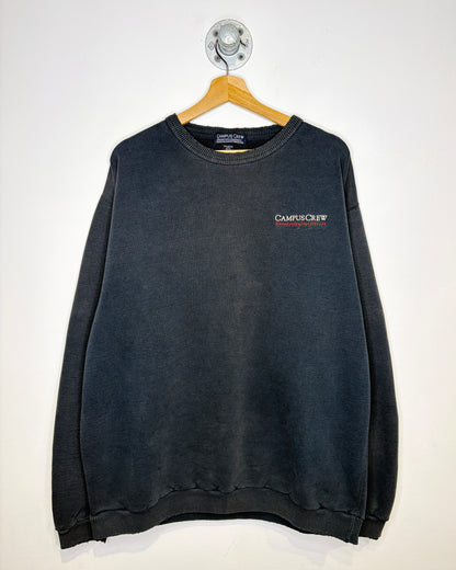 Vintage 90s Campus Crew Outfitters Faded Black Crewneck Sweatshirt