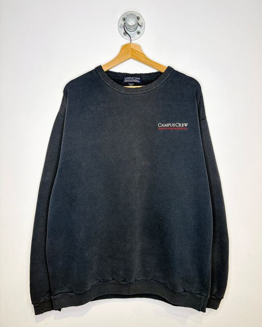 Vintage 90s Campus Crew Outfitters Faded Black Crewneck Sweatshirt