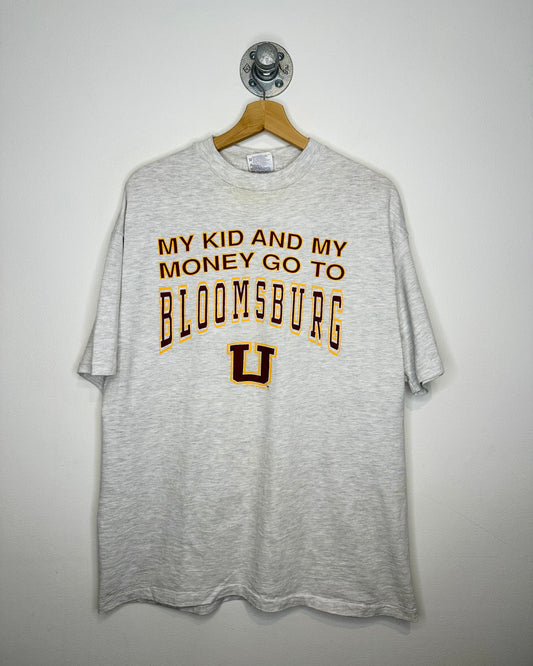 Vintage “My Kids & Money Go To Bloomsburg U” Grey Tee Shirt