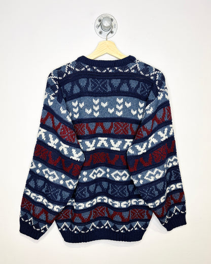 Vintage 90s David Taylor Navy & Red Patterned Sweater