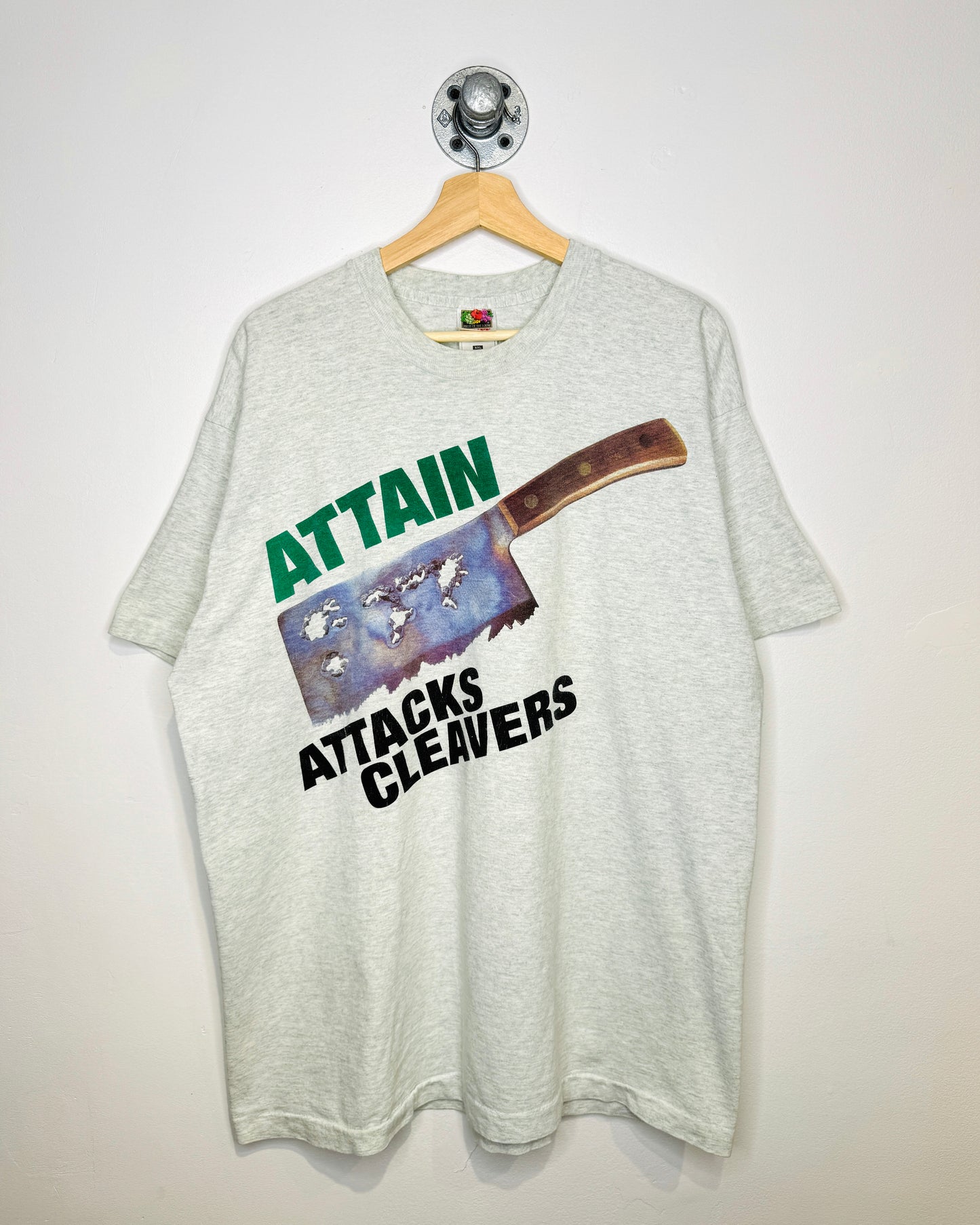 Vintage 90s Attain Attacks Cleavers Grey Tee Shirt