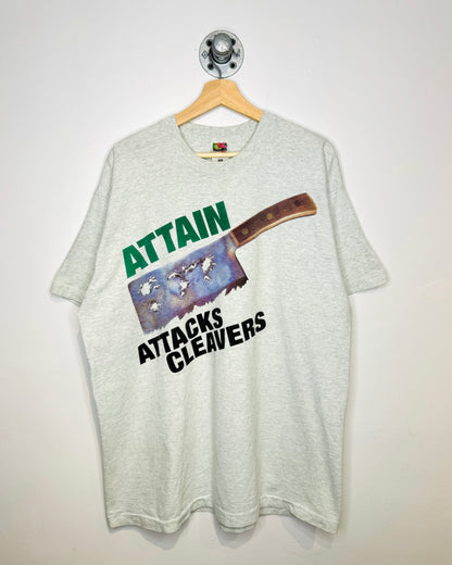 Vintage 90s Attain Attacks Cleavers Grey Tee Shirt