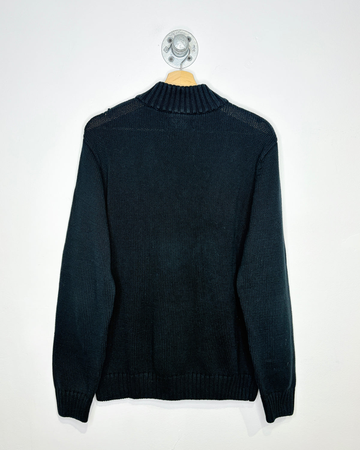2000s Chaps Ralph Lauren Black Striped 1/4 Zip Sweater