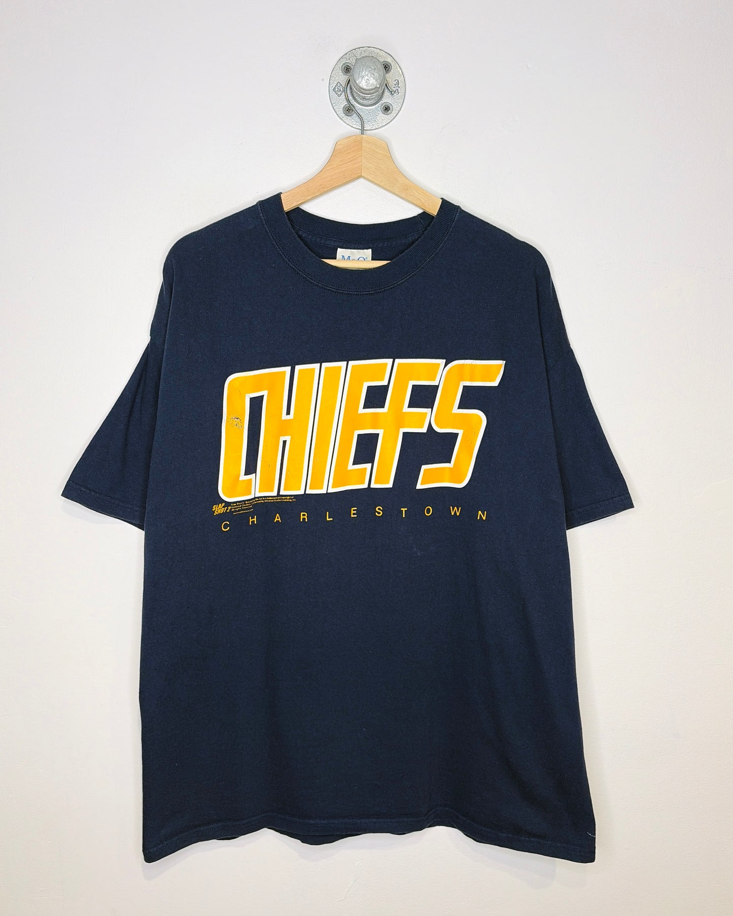 2000s Slap Shot 2 Promo Chiefs Navy Blue Tee Shirt