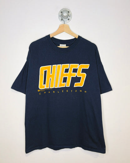 2000s Slap Shot 2 Promo Chiefs Navy Blue Tee Shirt