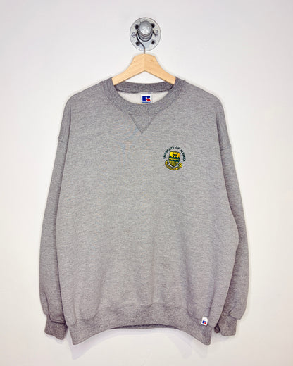 Vintage 90s Boxy Russell University Of Alberta Embroidered Grey Crewneck Sweatshirt
