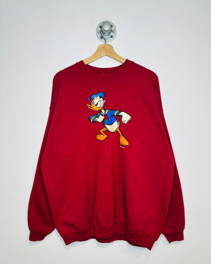 Vintage 1990s Donald Duck Burgundy Crewneck Sweatshirt
