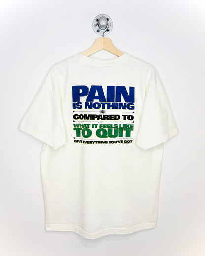Vintage 90s Pain Is Nothing Heavyweight White Tee Shirt