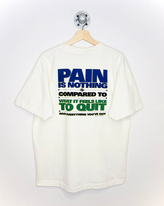 Vintage 90s Pain Is Nothing Heavyweight White Tee Shirt