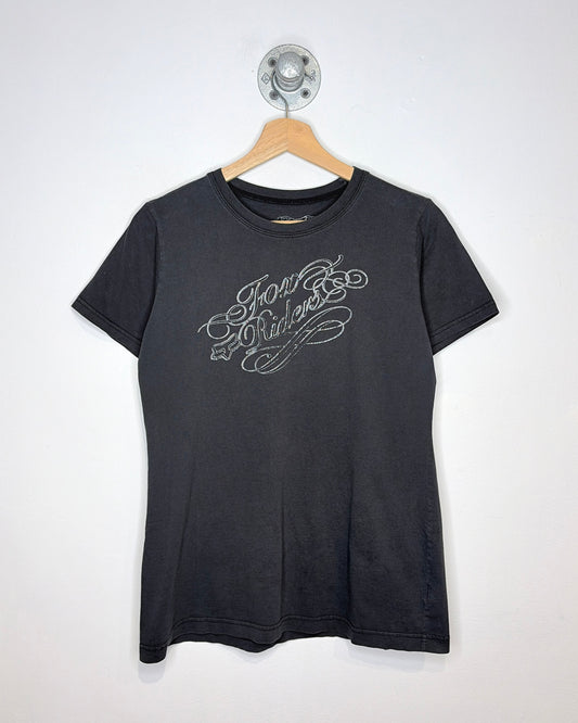Y2K Women’s Fox Riders Faded Black Tee Shirt