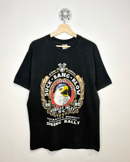 Vintage 2002 Murells Inlet Spring Rally Black Biker Tee Shirt