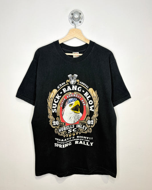 Vintage 2002 Murells Inlet Spring Rally Black Biker Tee Shirt