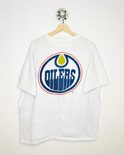 Vintage 90s/00s Edmonton Oilers Bank One White Tee Shirt