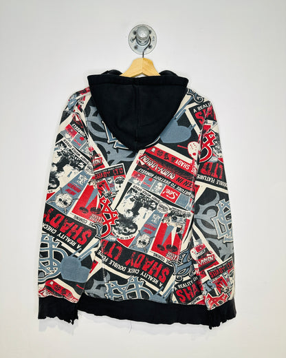 Vintage 2000s Shady Authentic Apparel All-Over-Print Zip-Up Hoodie