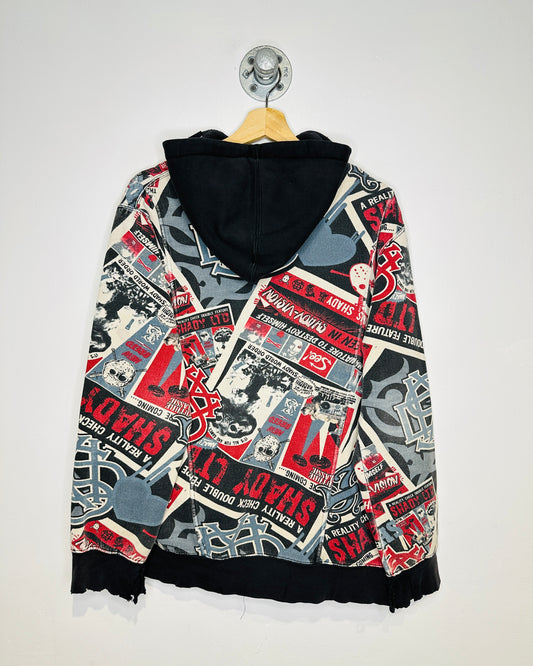Vintage 2000s Shady Authentic Apparel All-Over-Print Zip-Up Hoodie