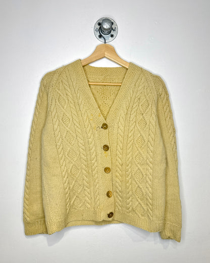 Vintage Heavyweight Earth Tone Cable Knit Cardigan