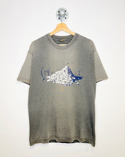 Vintage 90s Pile Of Skulls Faded Charcoal Grey Tee Shirt
