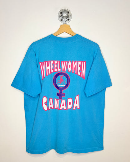 Vintage 90s Wheelwomen Canada Light Blue Tee Shirt