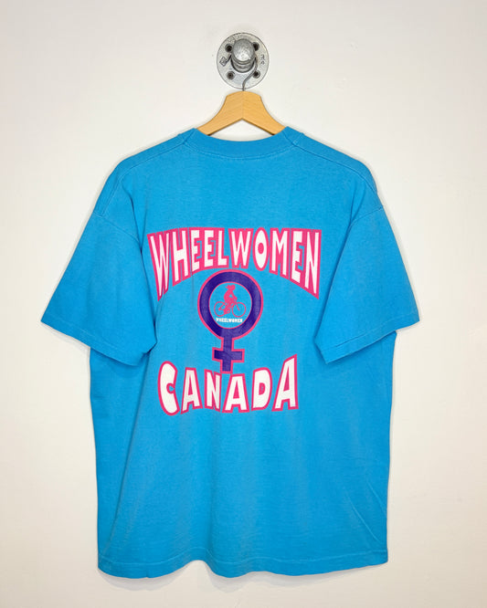 Vintage 90s Wheelwomen Canada Light Blue Tee Shirt