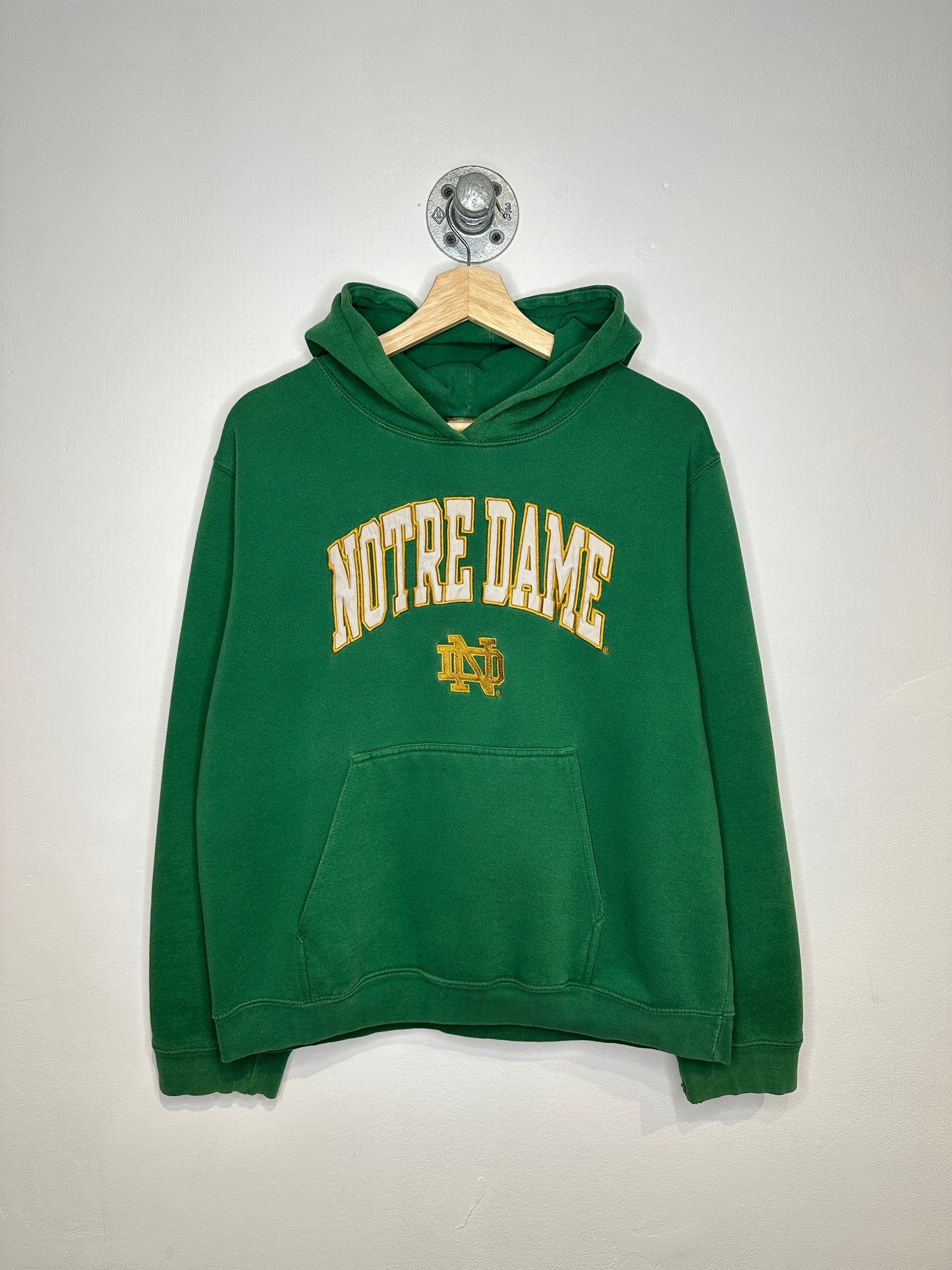 Vintage Notre Dame Embroidered Green Hoodie