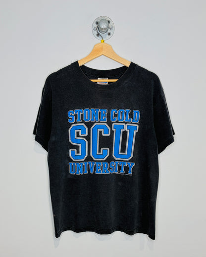Vintage 1998 WWF Stone Cold Steve Austin Faded Black Tee Shirt
