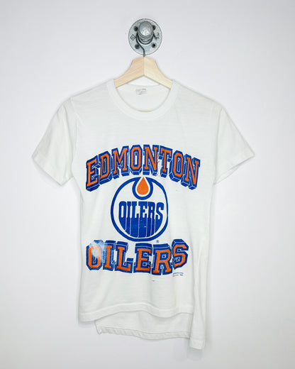 Vintage 1989 Edmonton Oilers Paper Thin White Tee Shirt