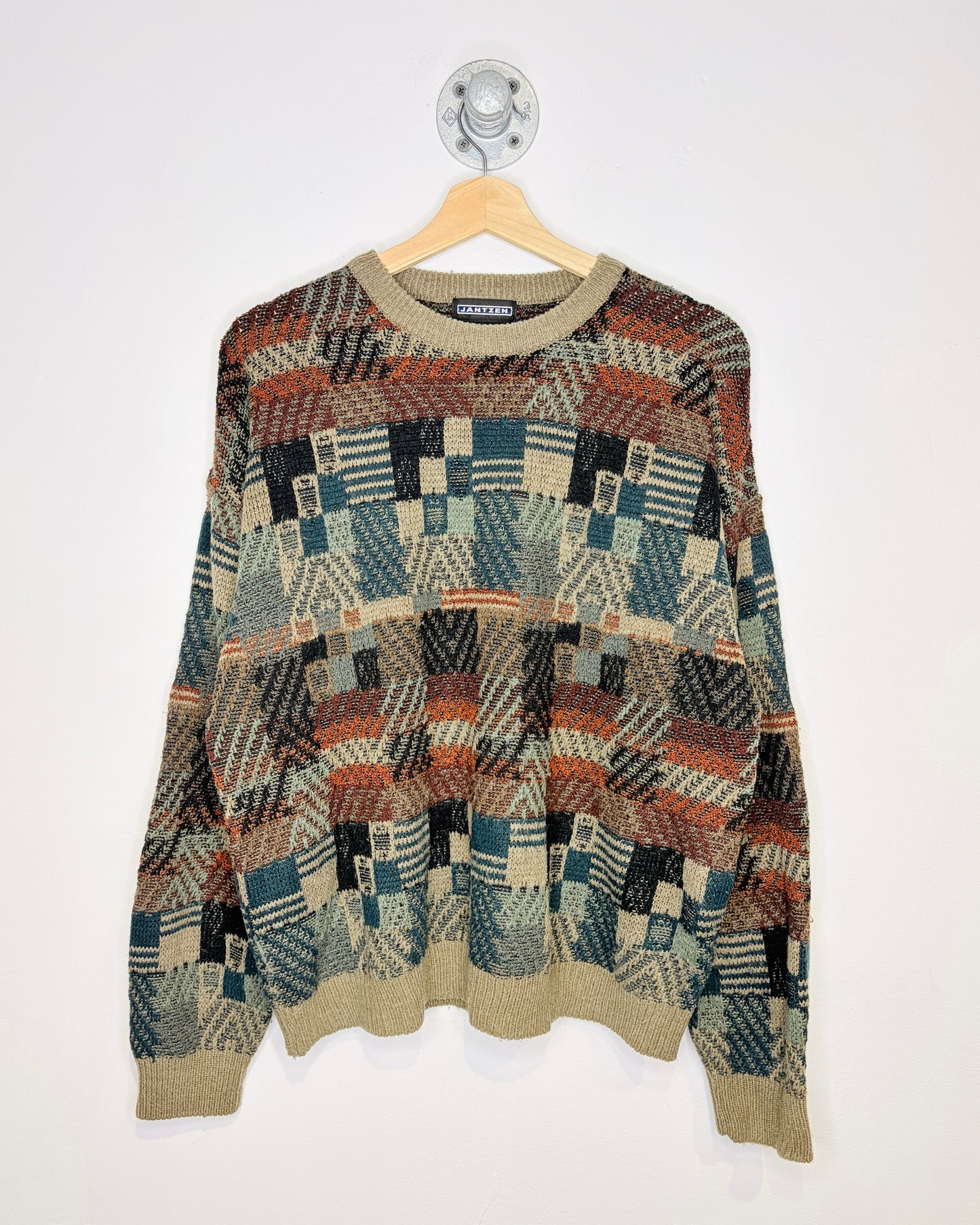 Vintage 90s Jantzen Earth Tone Patterned Sweater