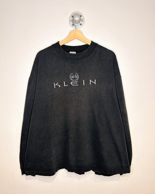 Vintage 90s Klein Bikes Faded Black Mock Neck Longsleeve Shirt