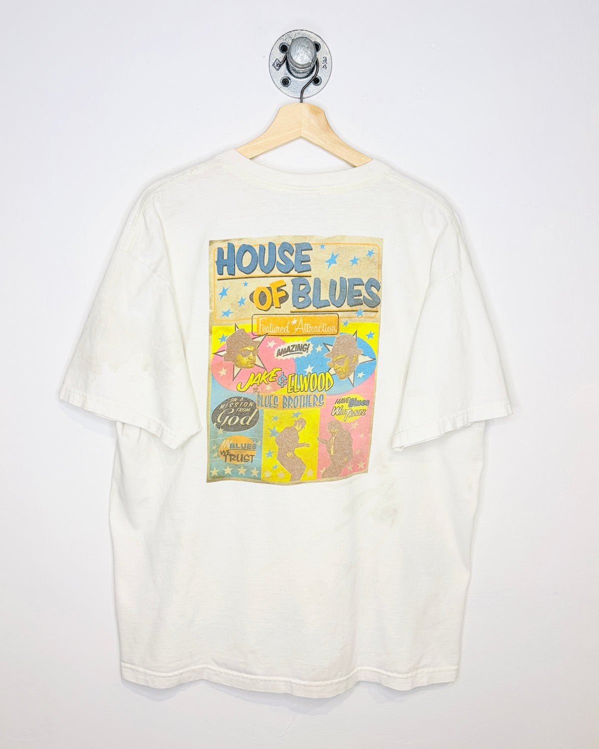 Vintage 1990s Myrtle Beach House Of Blues Natural White Tee Shirt