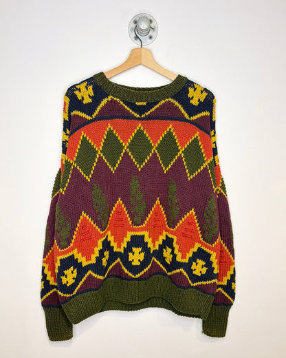 Vintage 90s “Structure” Multicoloured Heavyweight Boxy Sweater