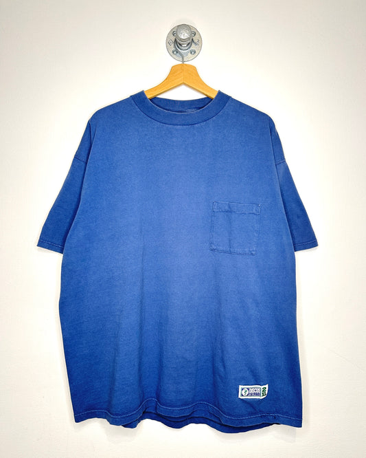 Vintage 90s Blank Slate Blue Pocket Tee Shirt