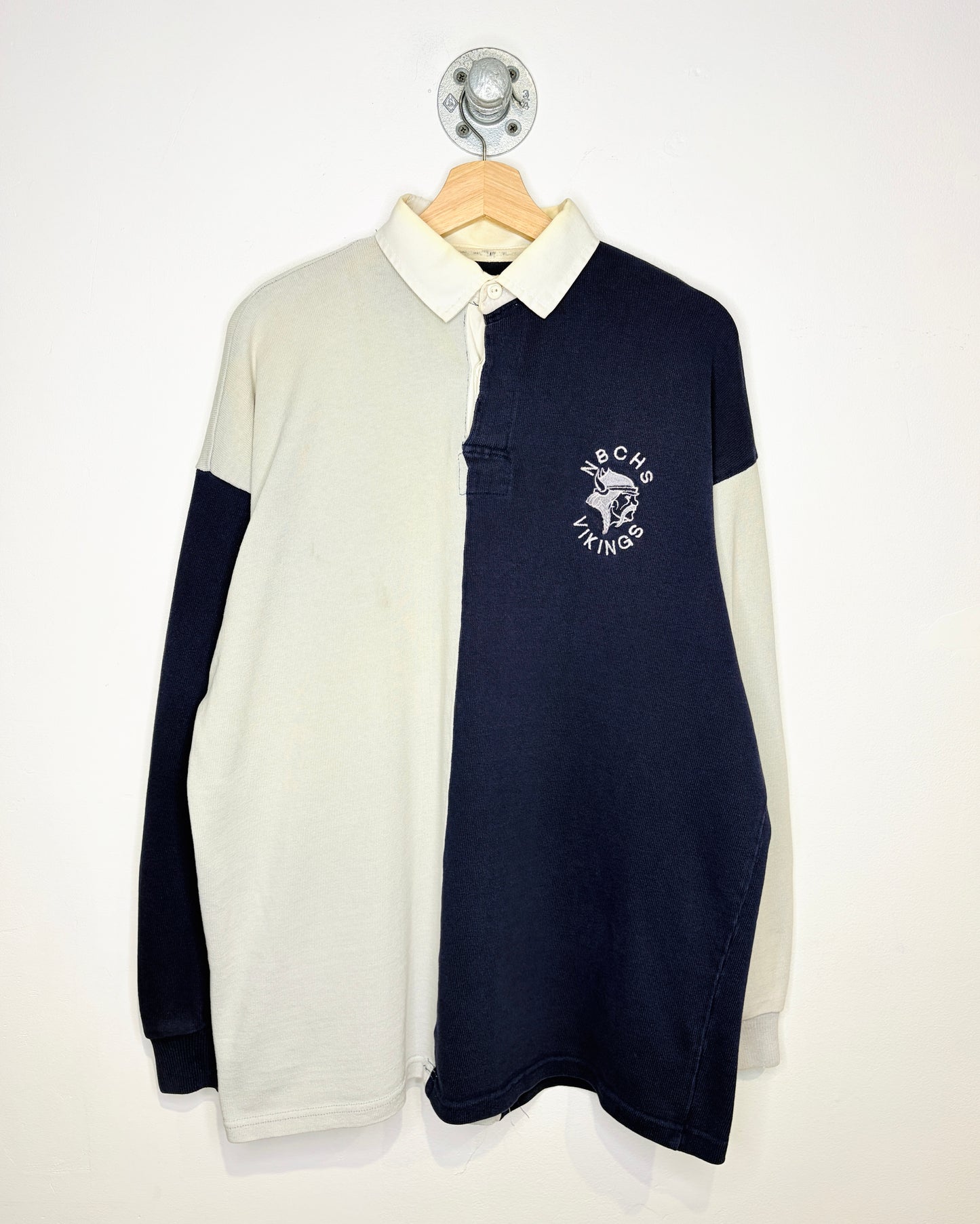 Vintage 90s MBCHS Vikings Navy Rugby Longsleeve Shirt
