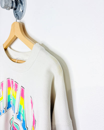 Vintage 1990s University Of Hawaii Multi-Colour Font White Crewneck Sweatshirt