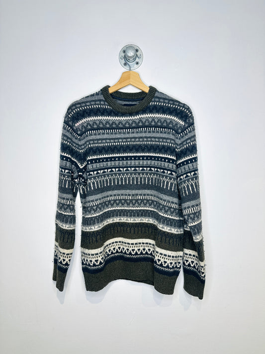 Vintage 2000s Denver Hayes Grey Printed Cotton Acrylic Sweater