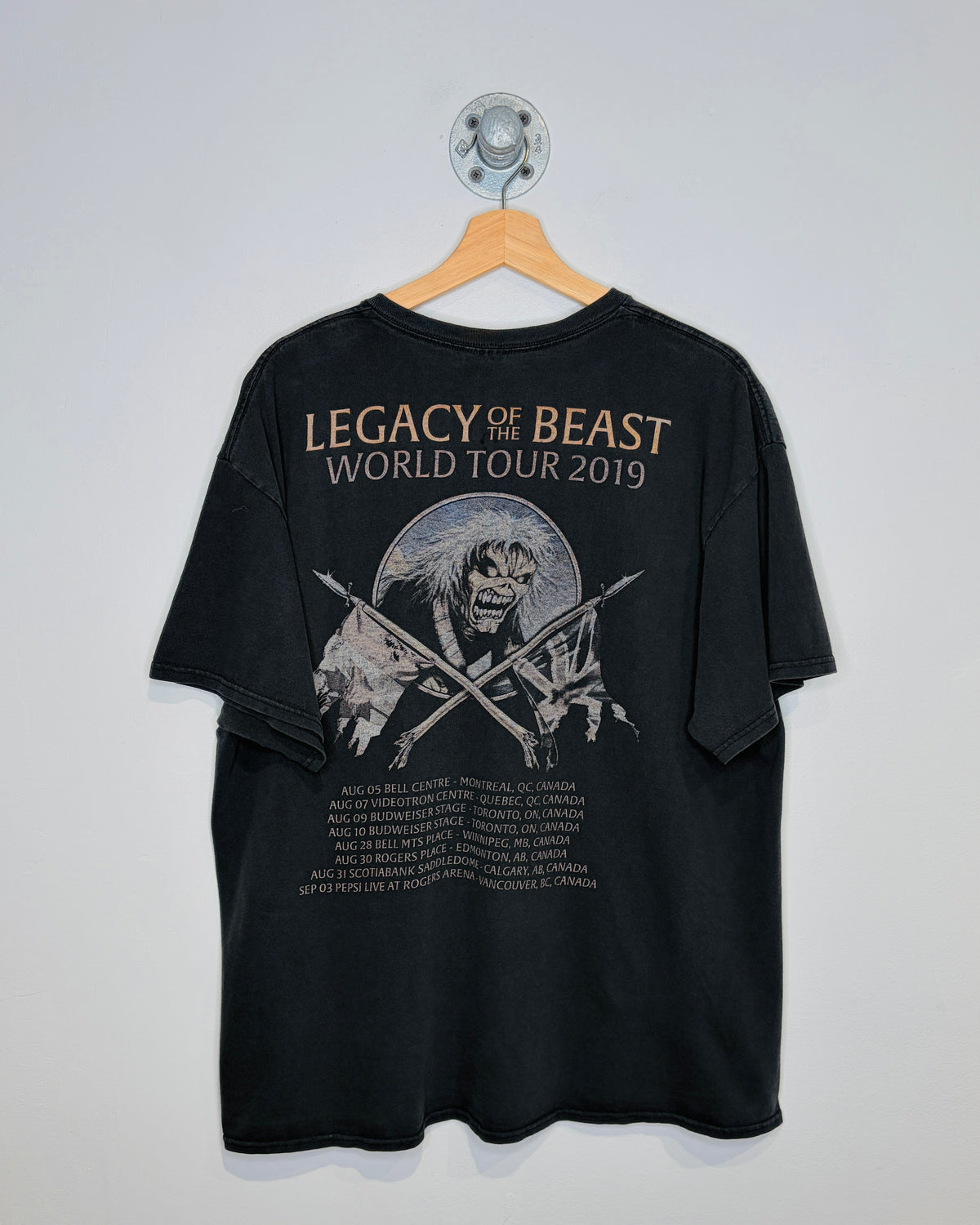 Iron Maiden Canadian Tour Faded Black Tee Shirt