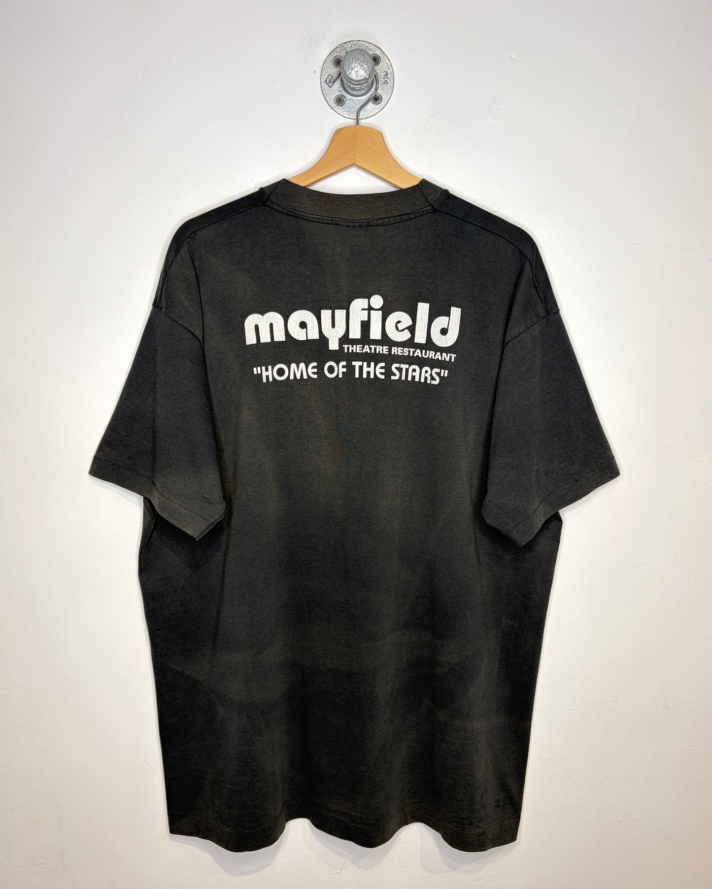 Vintage 90s Mayfield Inn Theatre Restaurant Faded Black Tee Shirt