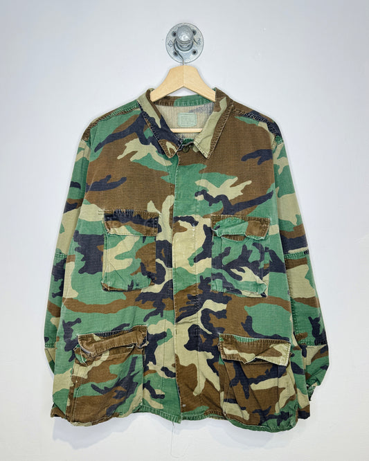 Vintage 90s Woodland Camo Military Field Jacket