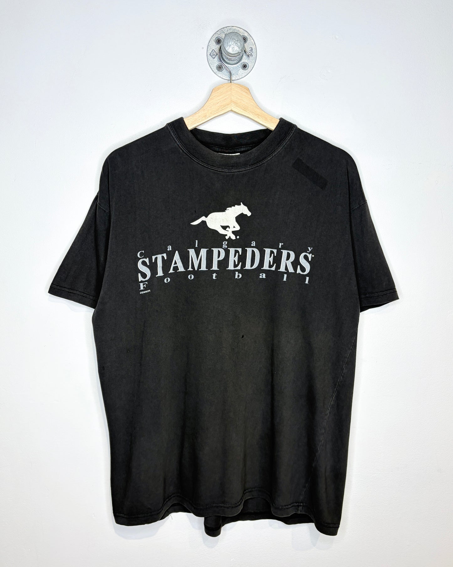 Vintage Early 2000s Calgary Stampeders Black Faded Tee Shirt
