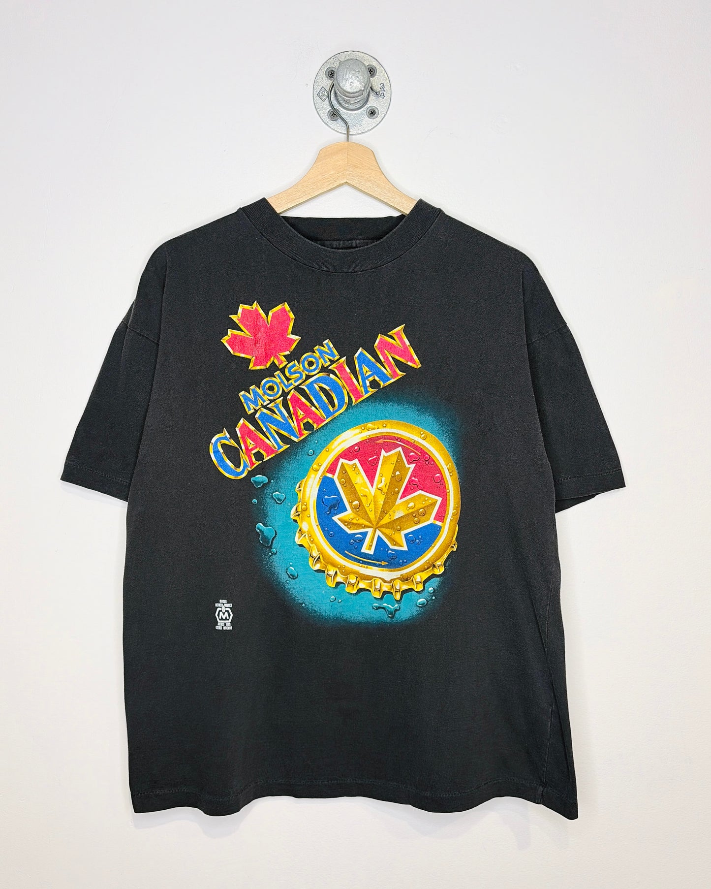 Vintage 90s Molson Canadian Promo Faded Black Tee Shirt