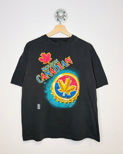 Vintage 90s Molson Canadian Promo Faded Black Tee Shirt