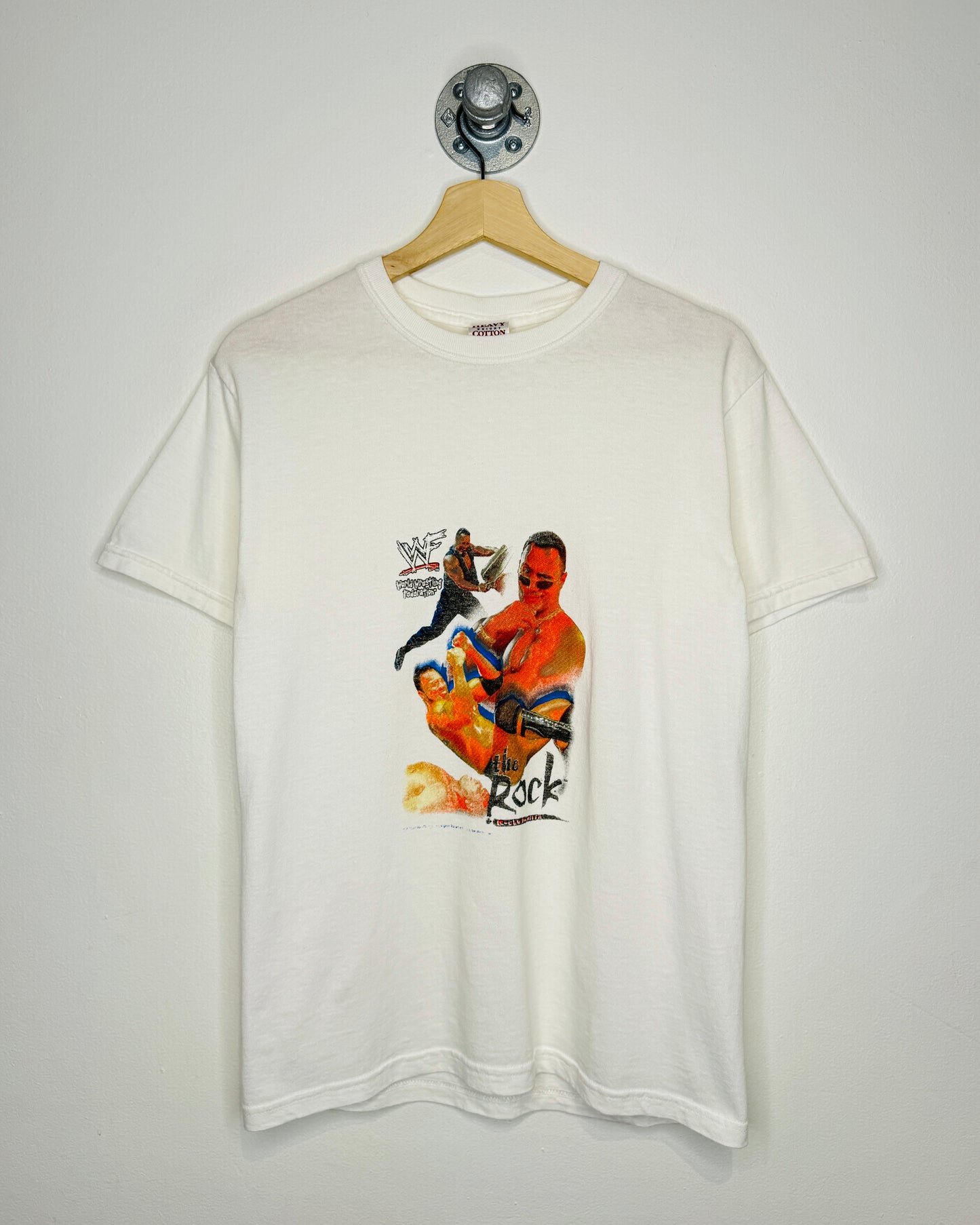 2000s WWF The Rock White Wrestling Tee Shirt