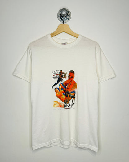 2000s WWF The Rock White Wrestling Tee Shirt