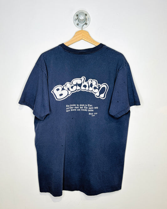 Vintage 1996 Brethren D&C 121:9 Faded Navy Blue Tee Shirt